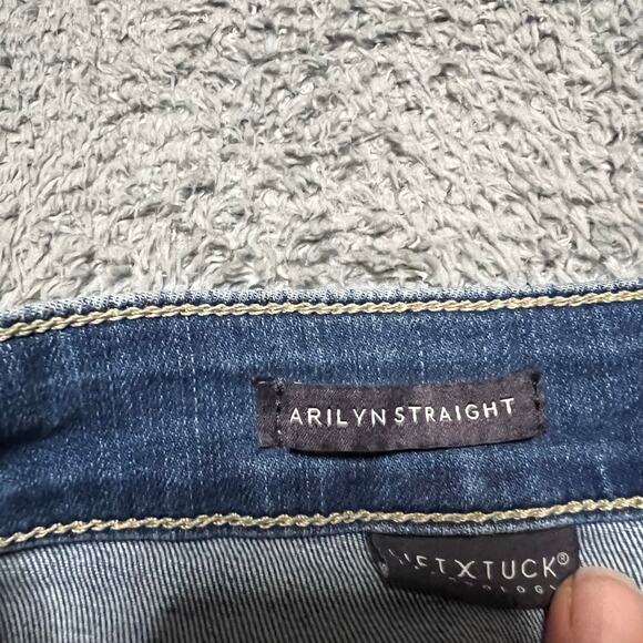 NYDJ Jeans Womens 10 Petite (33x30) Marilyn Straight Mid Rise Blue Denim Pants - Picture 5 of 11